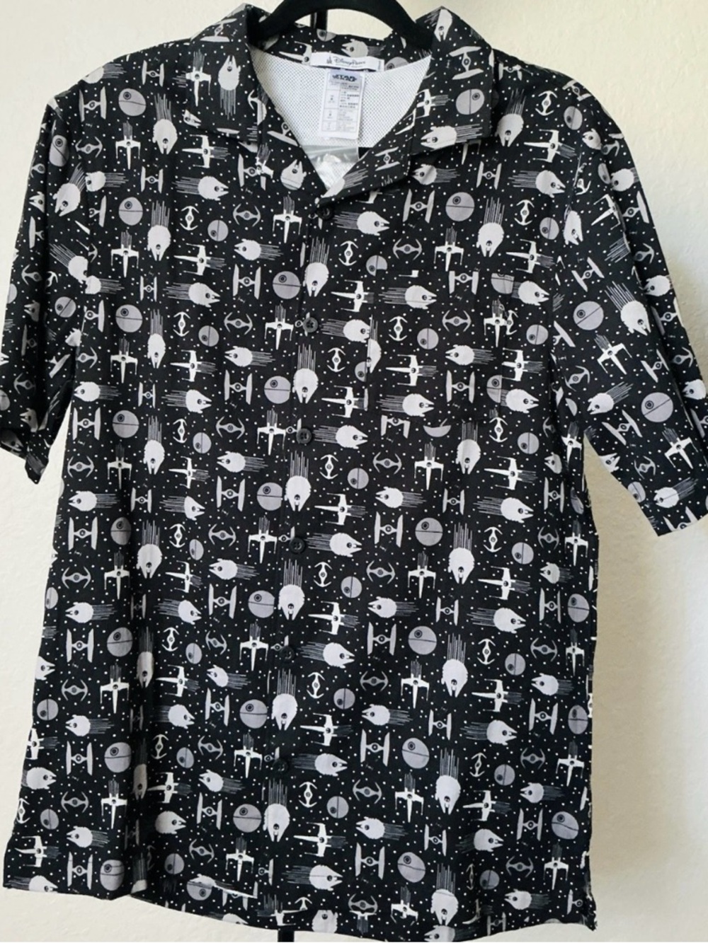 Star Wars Disney Parks Button Down Shirt Small - Galaxy Print Falcon TIE Fighter